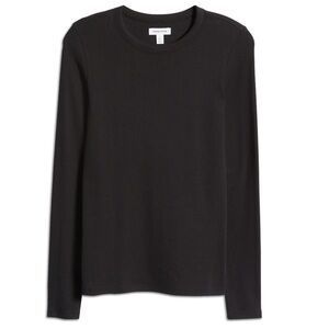 Nordstrom Black Everyday Long Sleeve Crewneck Rib Tee